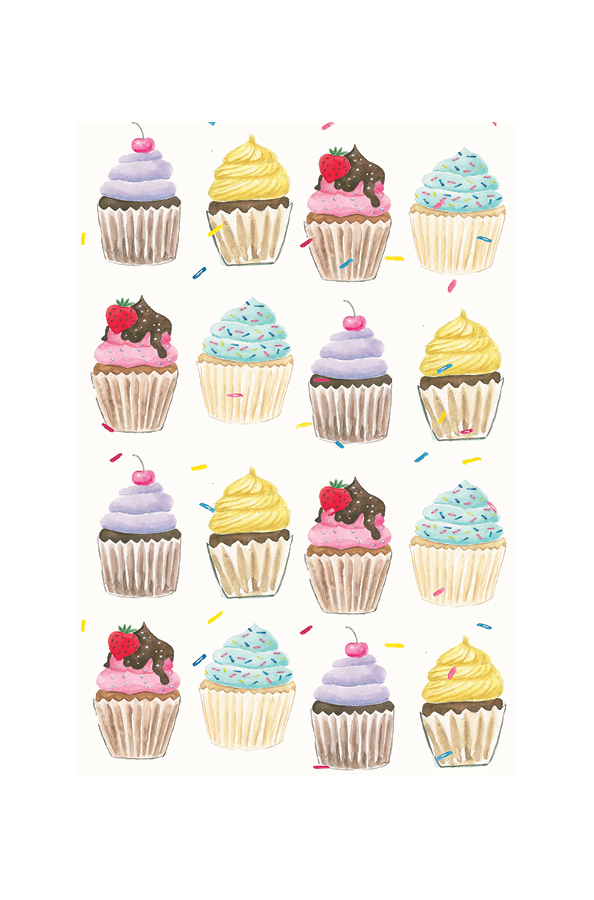 Mu Kitchen Designer Print Tea Towel - Cupcakes