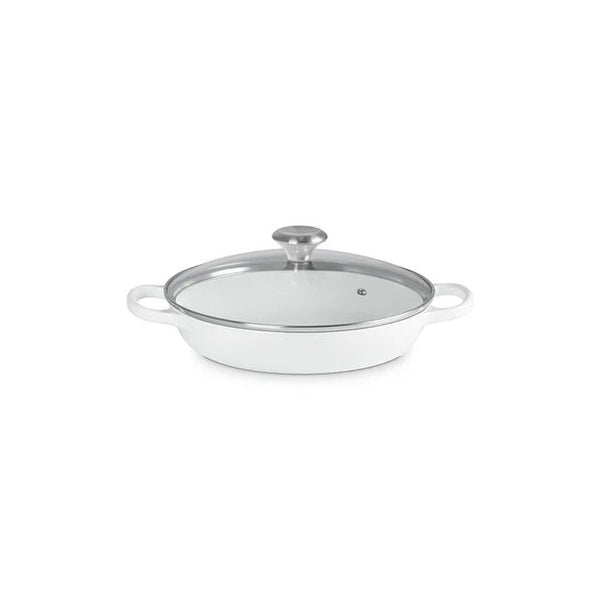 Le Creuset Signature Cast Iron 2.25qt Round Braiser with Glass Lid - White
