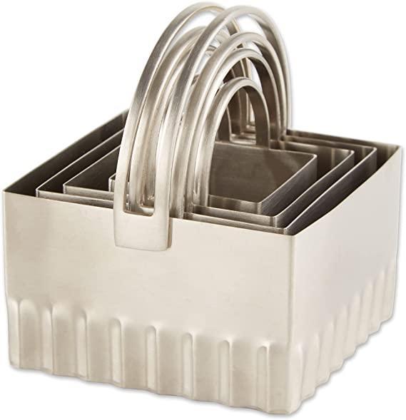 RSVP Stainless Steel Set of 4 Biscuit Cutters - Rippled Square