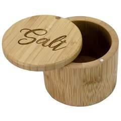 Totally Bamboo Salt Box - Round Engraved