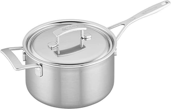 Demeyere Industry 5 Stainless Steel 4qt Sauce Pan w/Lid & Helper Handle