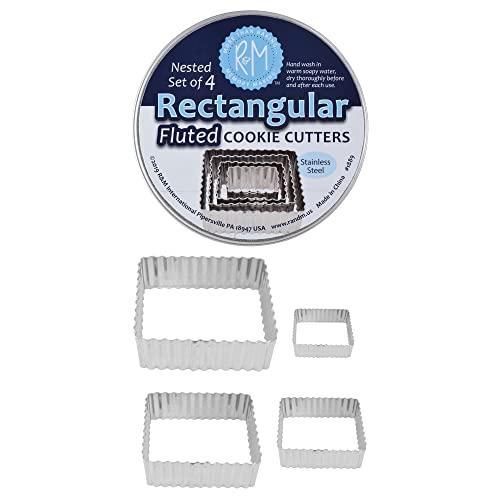 R&M Rectagular Flute Cookie Cu tter Set/4