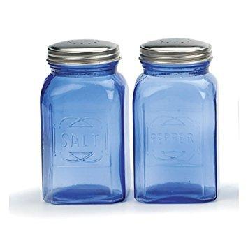 RSVP Glass Retro Salt & Pepper Shaker Set - Blue