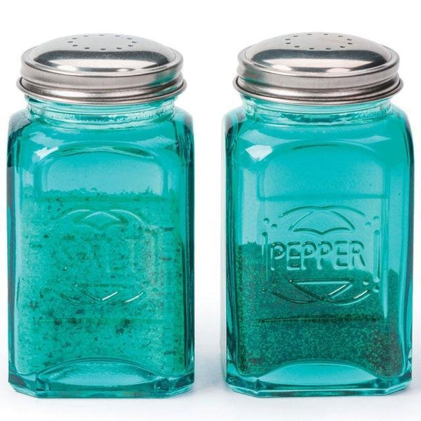 RSVP Glass Retro Salt & Pepper Shaker Set - Turquiose