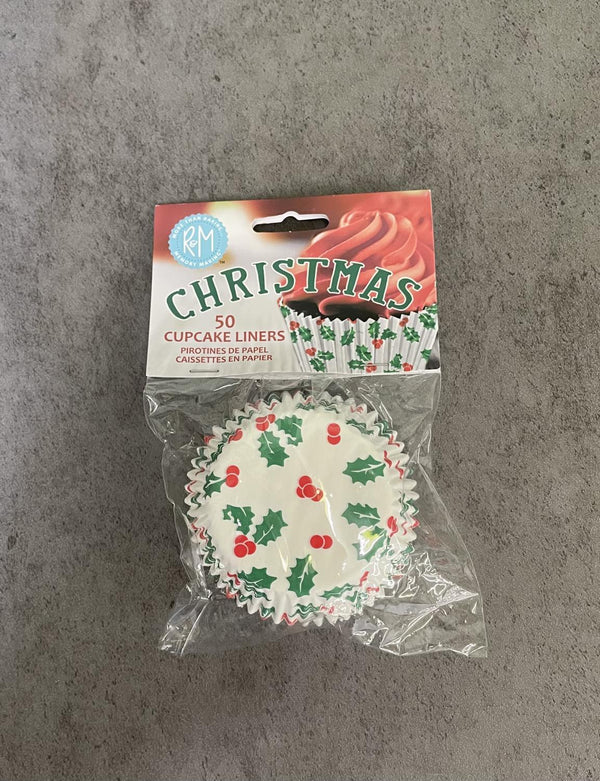Muffin Cups Christmas Medium 50 per package