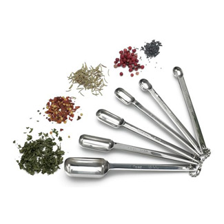 RSVP Stainless Steel 6pc Oblong Spice Jar Measuring Spoon Set