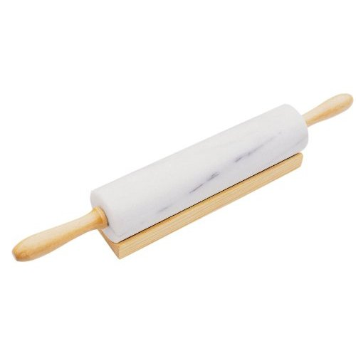RSVP Marble Rolling Pin W/ Stand - White