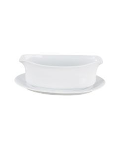 Harold Import Company Porcelain Gravy Boat W/ Stand - White 18oz