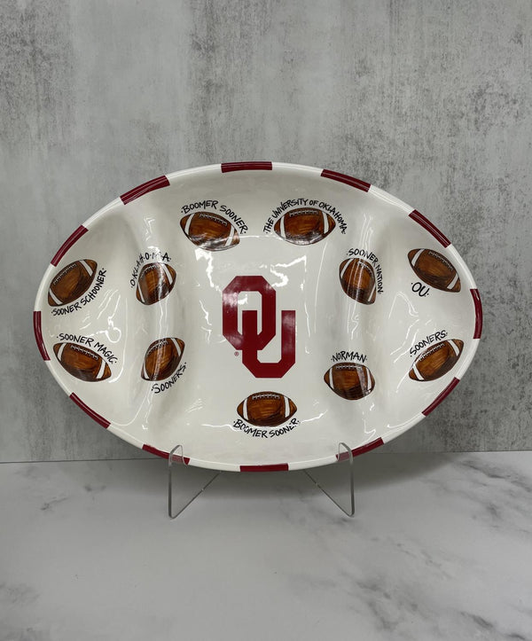 Magnolia Lane Divided 3 Compartment OU Football Serving Tray