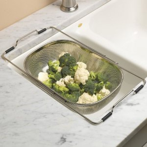 RSVP Pierced Stainless Steel Over the Sink Colander