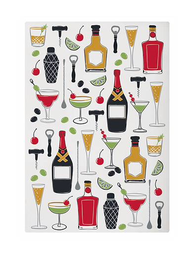 Mu Kitchen Designer Print Dishtowel - Cocktails