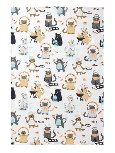 Mu Kitchen Designer Print Culinary Cats Tea Towel