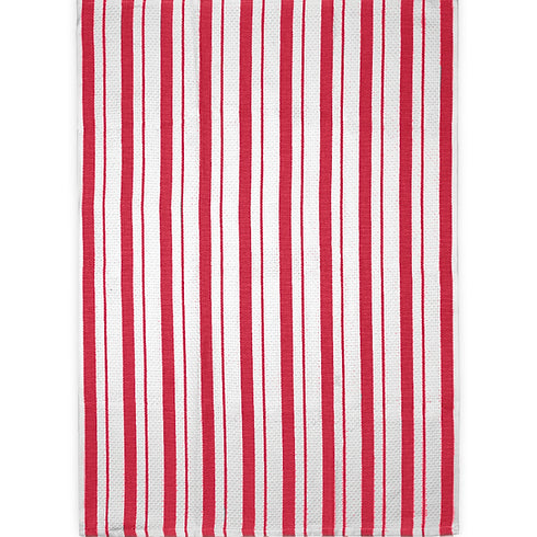 Mu Kitchen Basket Weave Stripe Kitchen Towel - Crimson