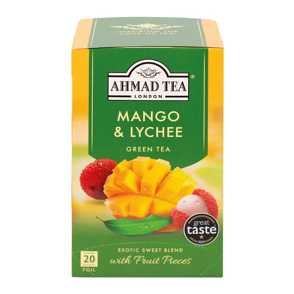 Ahmad Mango & Lychee Green Tea w/Fruit Pieces 20 bags
