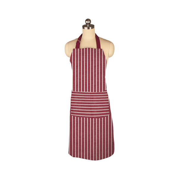 Mu Kitchen Adult Designer Chef's Apron - Cabernet Pinstripe
