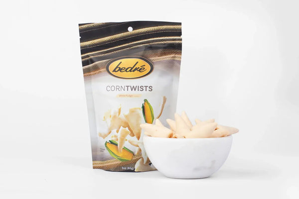 Bedre White Chocolate Fudge Dipped Corn Twists (Bugles) 3oz
