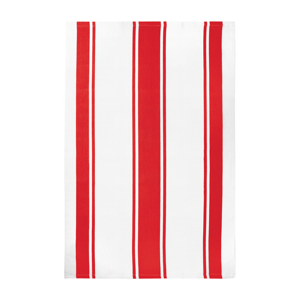Mu Kitchen Classic Stripe Cotton Towel - Crimson