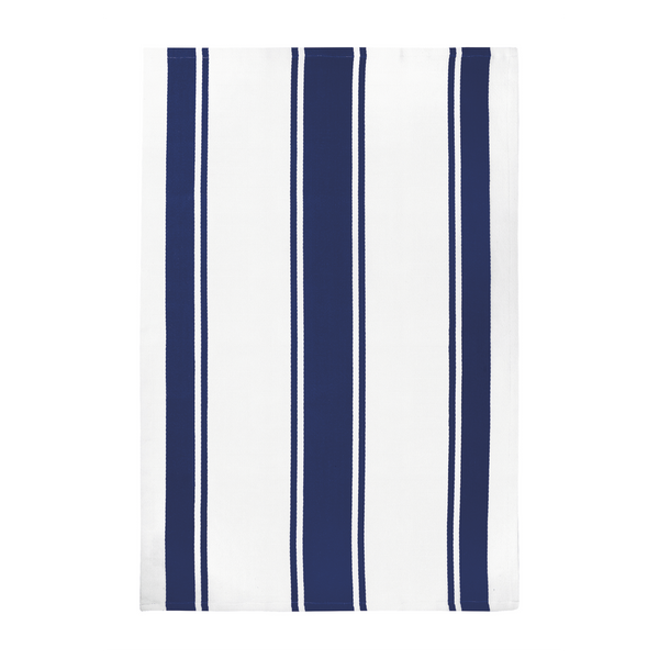 Mu Kitchen Classic Stripe Cotton Towel - Ink Blue