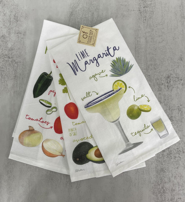 Flour Sack Set/3 Margarita, Guacamole, Pico
