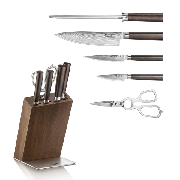 Cangshan Haku Series 6pc Knife Set W/ Walnut Block
