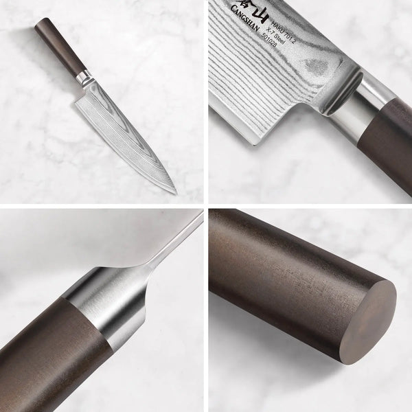 Cangshan Haku Series 6pc Knife Set W/ Walnut Block