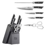 Cangshan Kuro Series 6pc Knife Set w Ashwood Block - Black