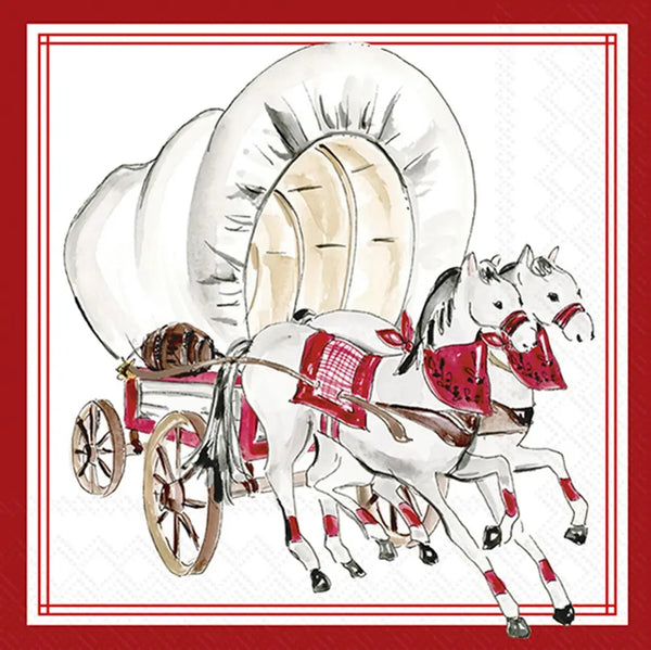Boston International Cocktail Napkins - Sooner Schooner Covered Wagon Hometown Pride