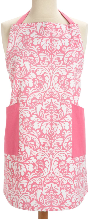 Apron Damask Pink/White