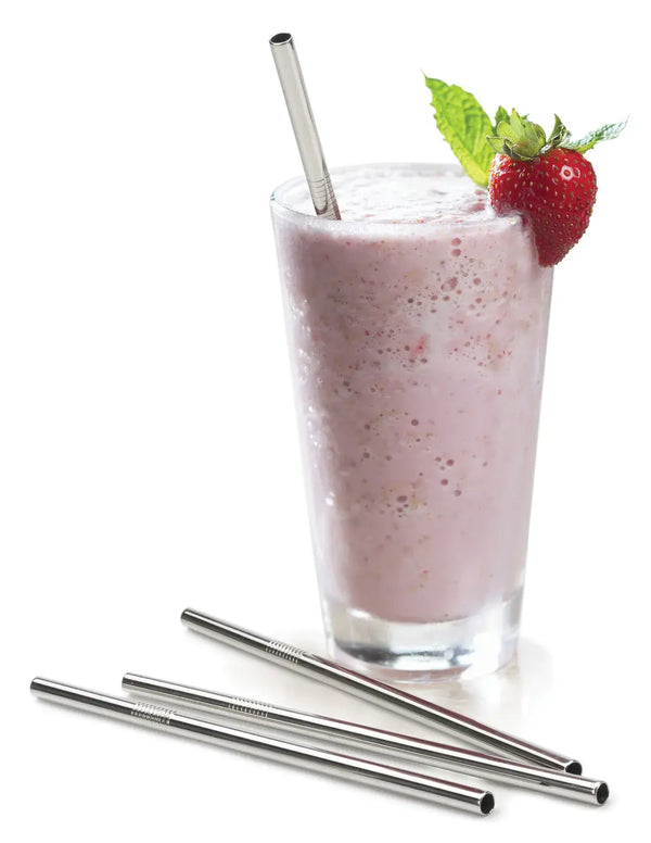 RSVP Stainless Steel 8.5" Long Frozen Drink Straws Set of 4
