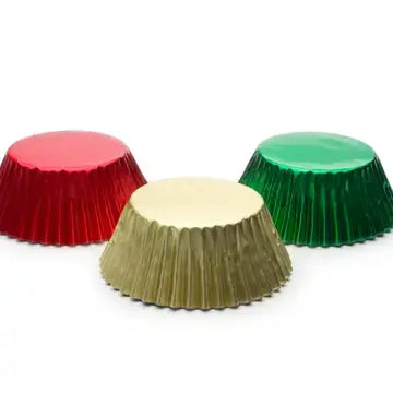 Fox Run Foil Cupcake Liners - Christmas Red, Gold, Green