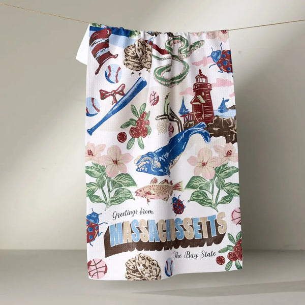 Geometry House Tea Towel - Greetings from Massachusetts