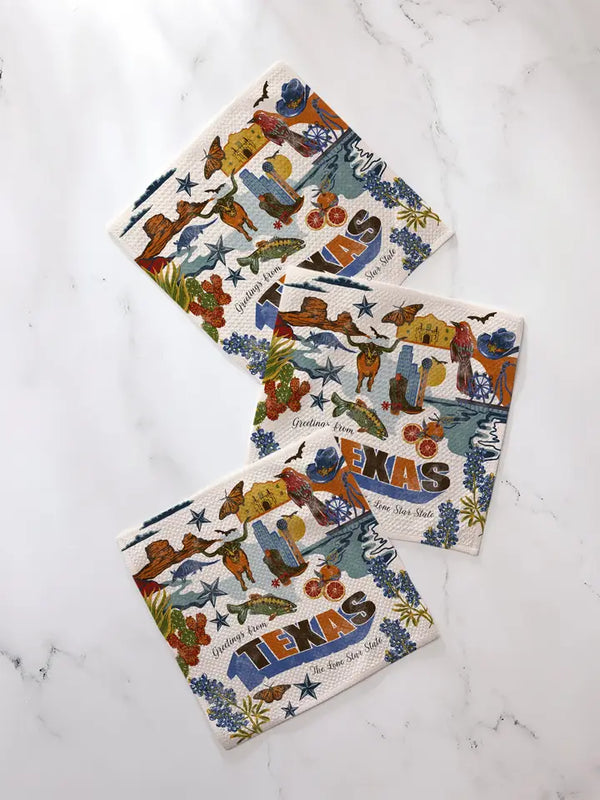Geometry House 3pc Dish Cloth Set - Greetings from Texas