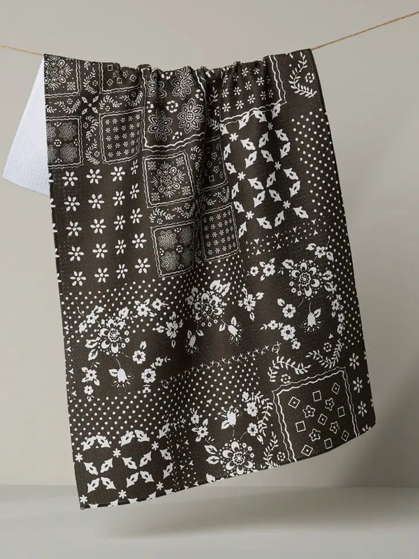 Geometry House Tea Towel -  Blossoming Bandanna Brown