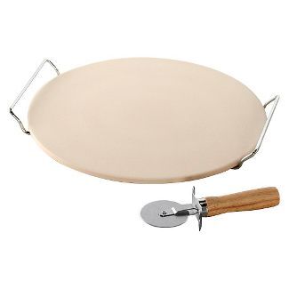 Nordic Ware 13" Round Pizza Stone with Rack and Cutter