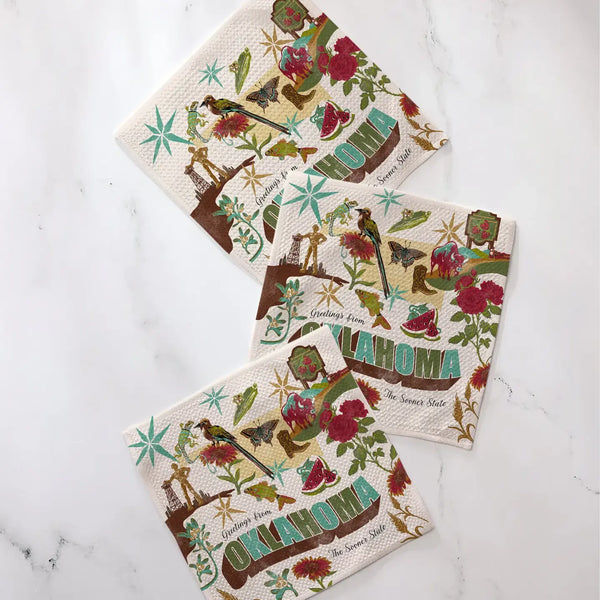 Geometry House 3pc Dish Cloth Set - Greetings from Oklahoma