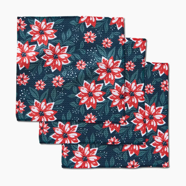 Geometry House 3pc Dish Cloth Set - Poinsettia Garden