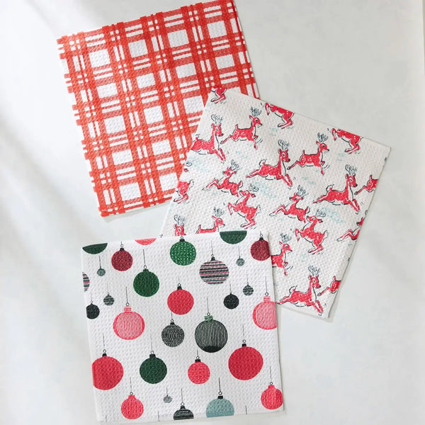 Geometry House 3pc Dish Cloth Set - Xmas Day