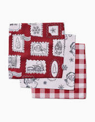 Geometry House 3pc Dish Cloth Set - Christmas Santa