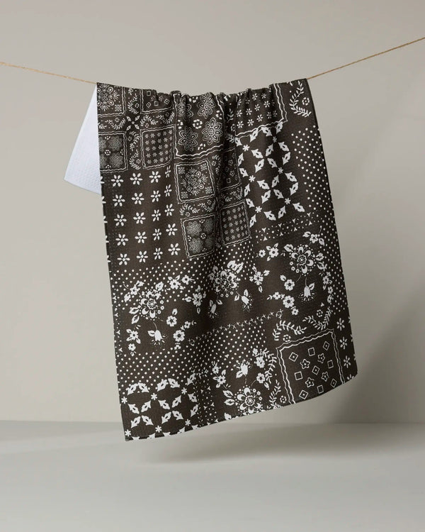 Geometry House Tea Towel -  Blossoming Bandanna Brown