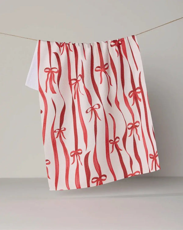 Geometry House Tea Towel - Falling Ribbon Scarlet