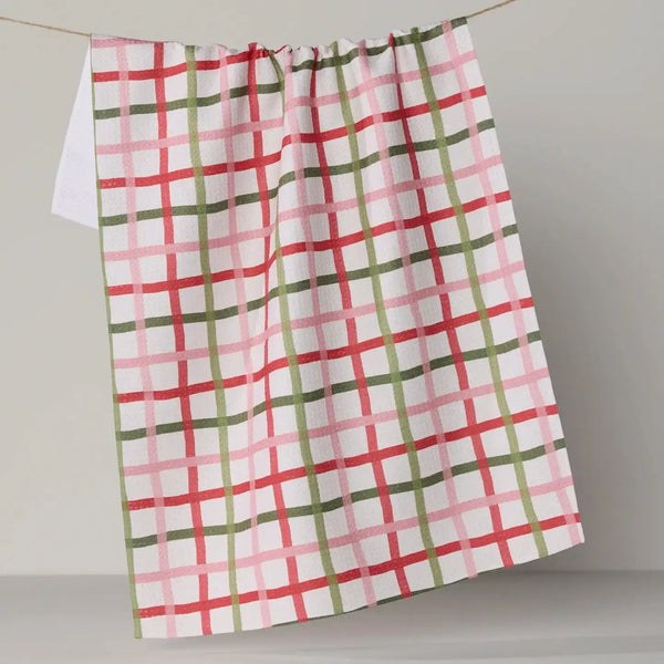 Geometry House Tea Towel - Festive Plaid