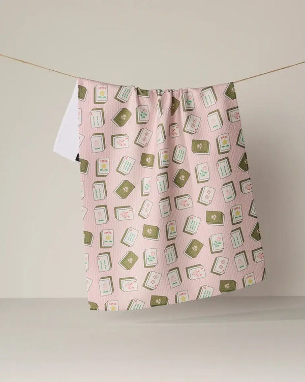 Geometry House Tea Towel -  Flower Tiles Pink