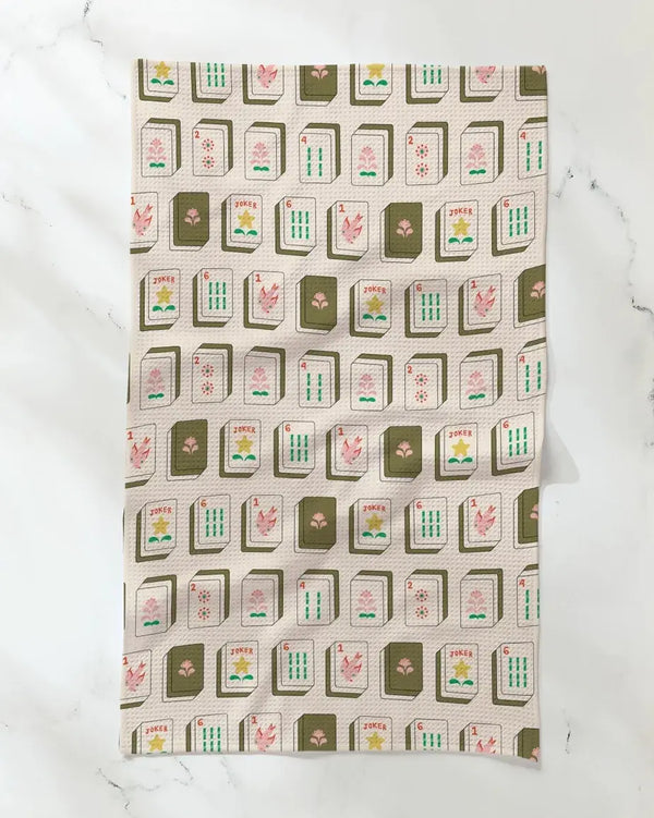 Geometry House Tea Towel - Flower Tiles White
