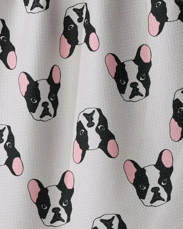 Geometry House Tea Towel -  Frenchie Faces Vanilla