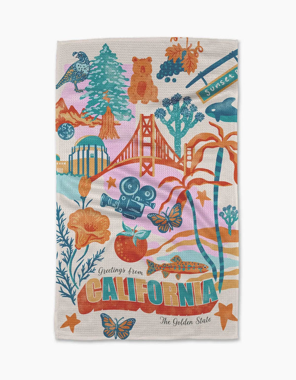 Geometry House Tea Towel - Greetings from California