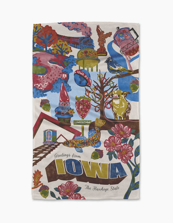 Geometry House Tea Towel - Greetings from Iowa