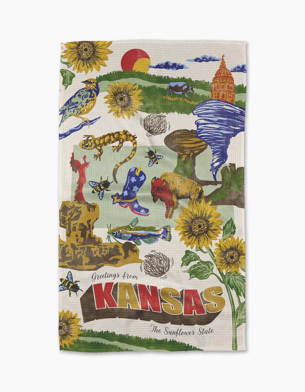 Geometry House Tea Towel - Greetings from Kansas