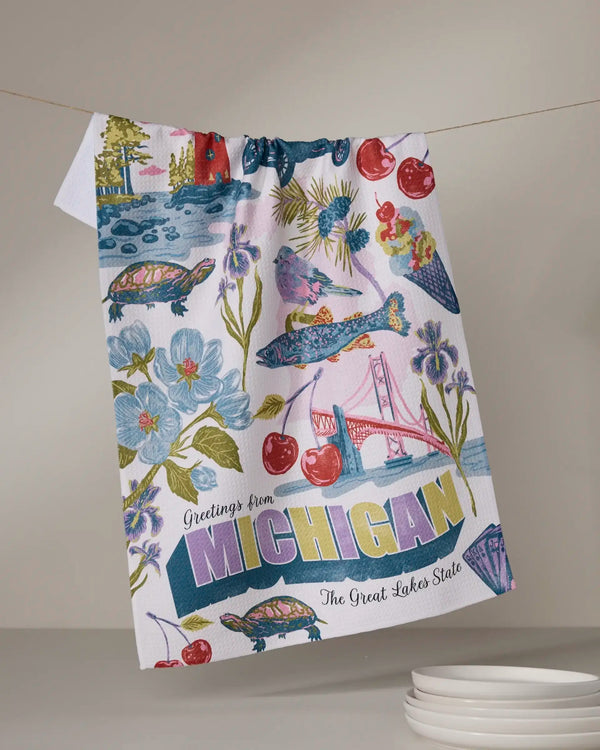 Geometry House Tea Towel - Greetings from Michigan