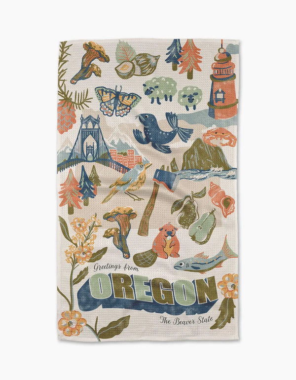 Geometry House Tea Towel - Greetings from Oregon