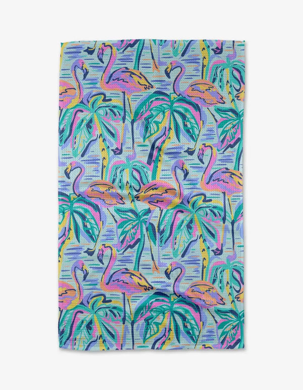 Geometry House Tea Towel -  Pink Flamingo